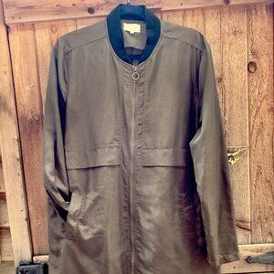 Hello Day knee-length zipper front khaki spring Jacket (L)